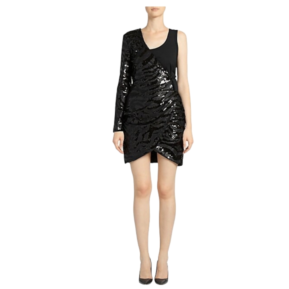 EACH X OTHER Mini Dress Sequined Animal Print LBD Artsy Y2K Paris